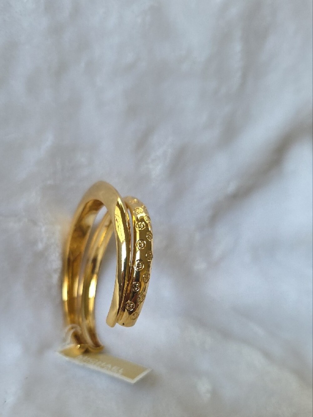Michael Kors Shiny Gold Double-Row Logo Cuff Bracelet - Picture 3 of 8